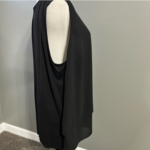 Nwt Michael Kors women’s size 2X & 1x & xl sleeveless layered woven black top - Picture 4 of 7